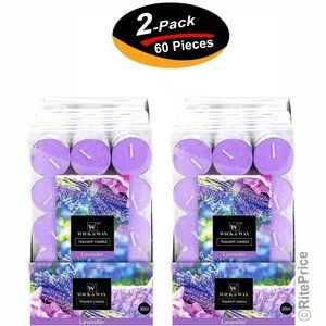 60PCS Lavender Tealight Candles Highly Scented w/ Essential & Natural Oil (2 Pk)